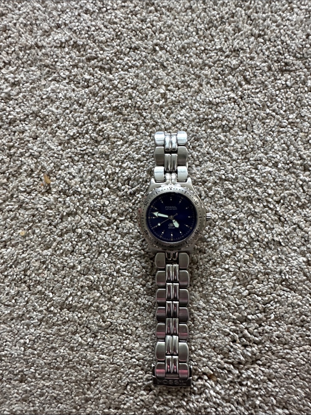 Fossil women’s AM- 3099  Silver Stainless Steel Watch with Blue Dial